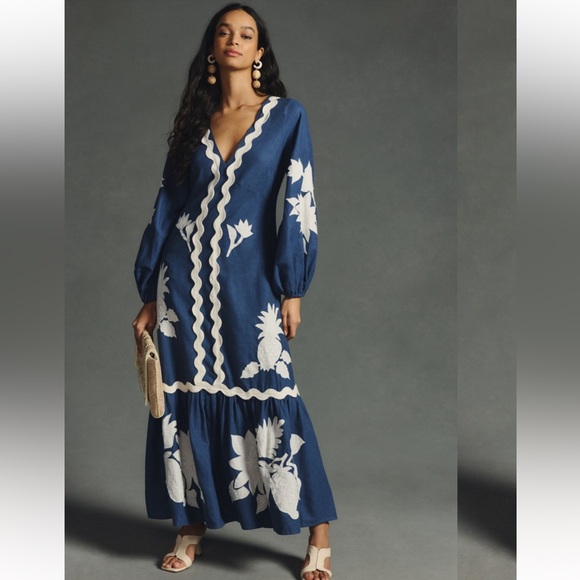 FARM Rio Flounce Embroidered Maxi Dress - Picture 1 of 5